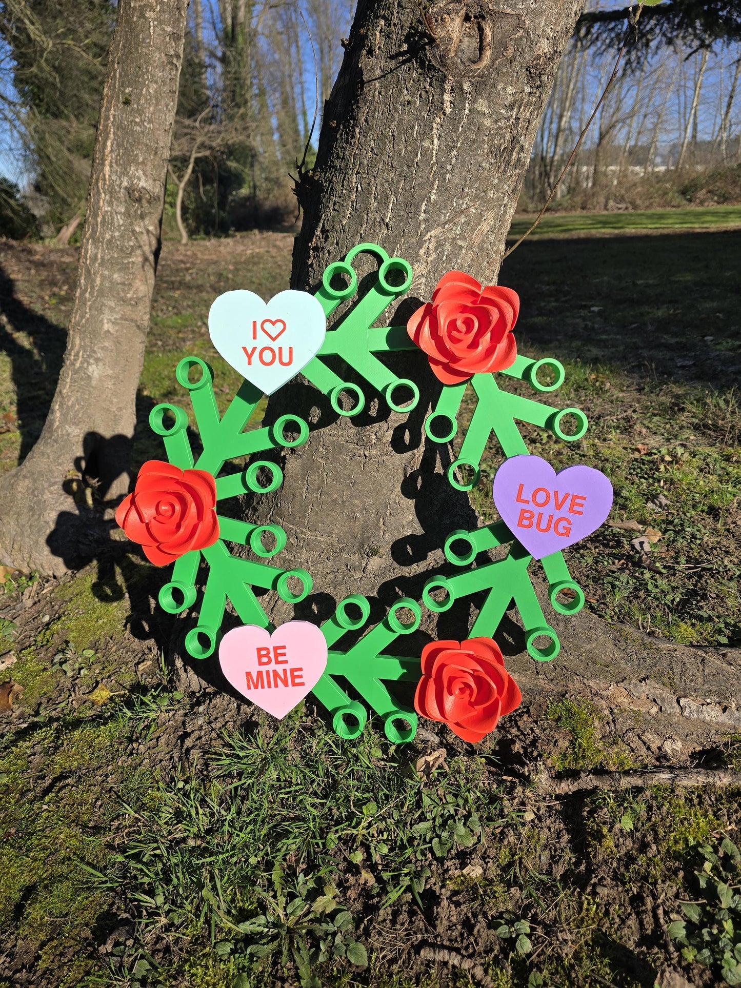 3D Printed Conversation Hearts For Brick Wreath