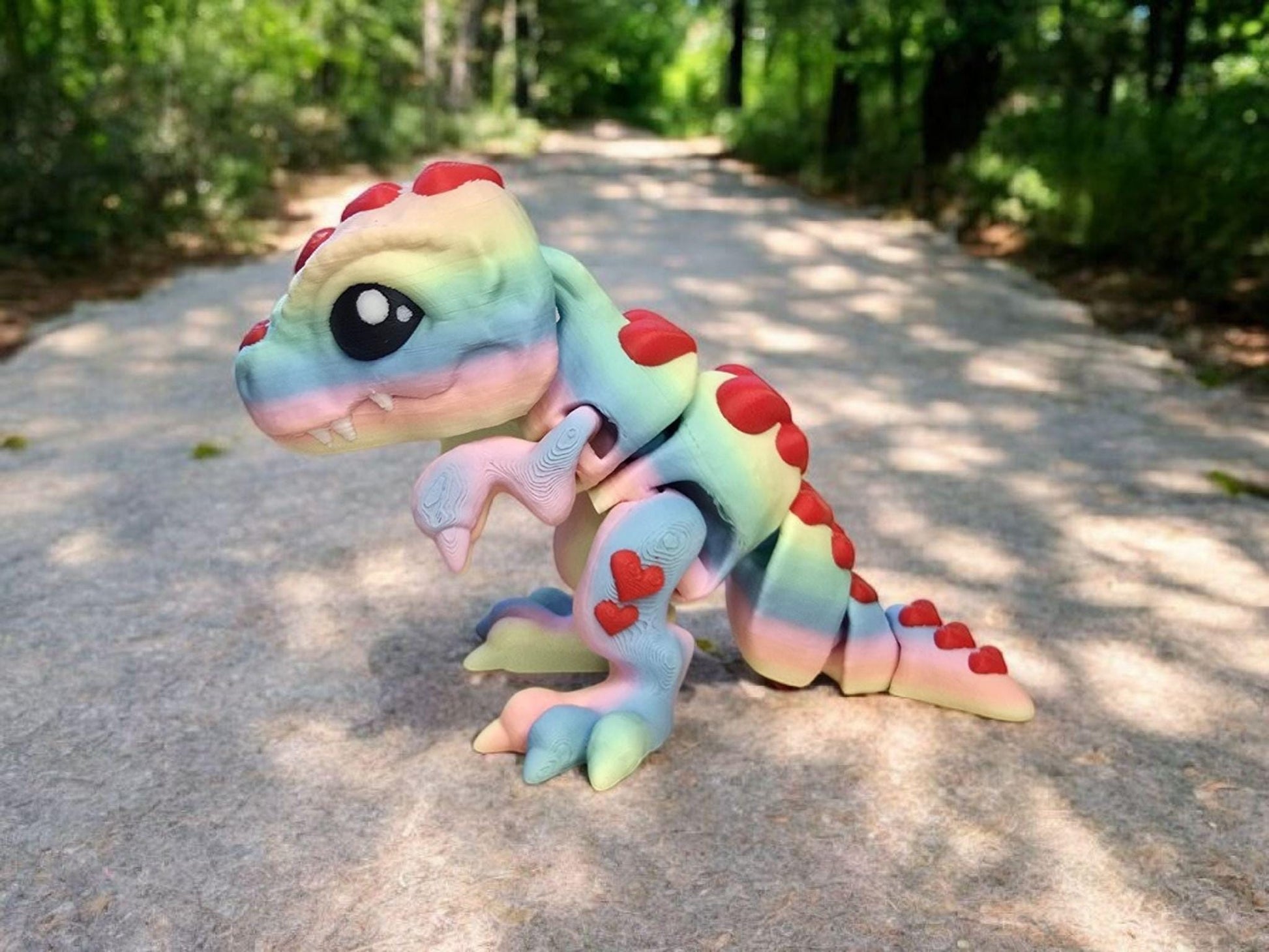 3d Printed Trex Heart Accent Articulated T-Rex - 3D Printed Fidget Dinosaur Cute Articulated Dinosaur Figure 3D Printed Fidget Toy